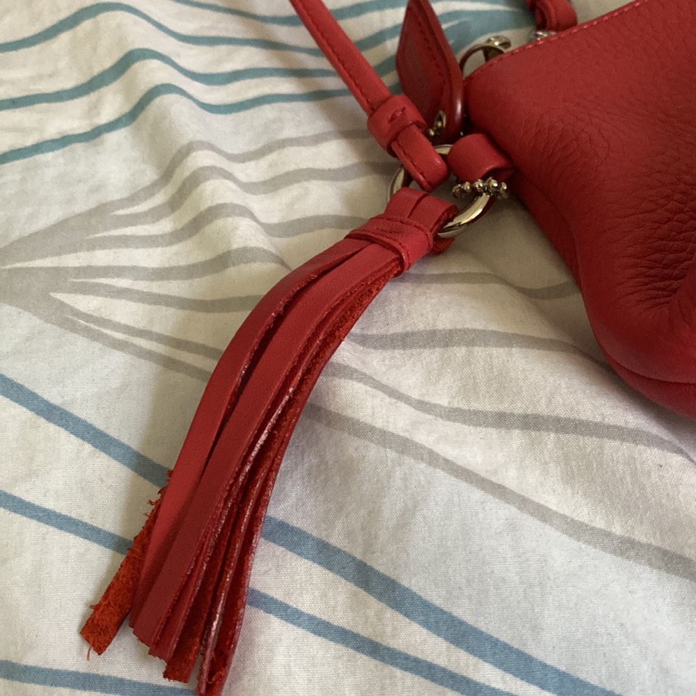 Coach Salmon Pebbled Leather Wristlet Wallet with Tassel and Zipper Top - Picture 3 of 11